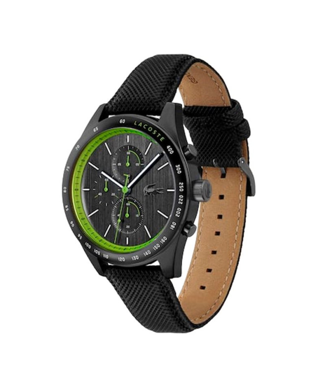 Montre Lacoste chronographe. Boîte acier inoxydable 44mm noir bleuté