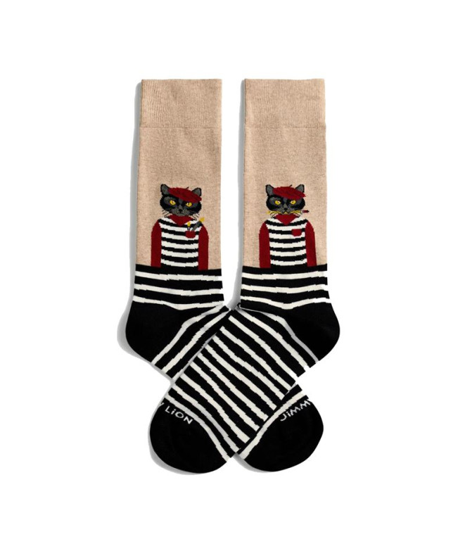 Chaussettes Jimmy Lion Artist Cat Beige