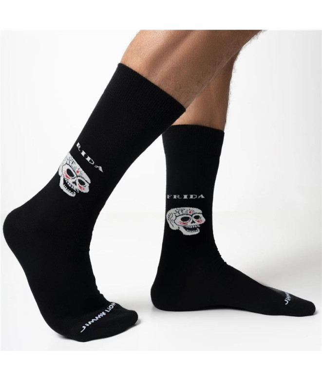 Chaussettes Jimmy Lion Frida Viva La Vida Noir