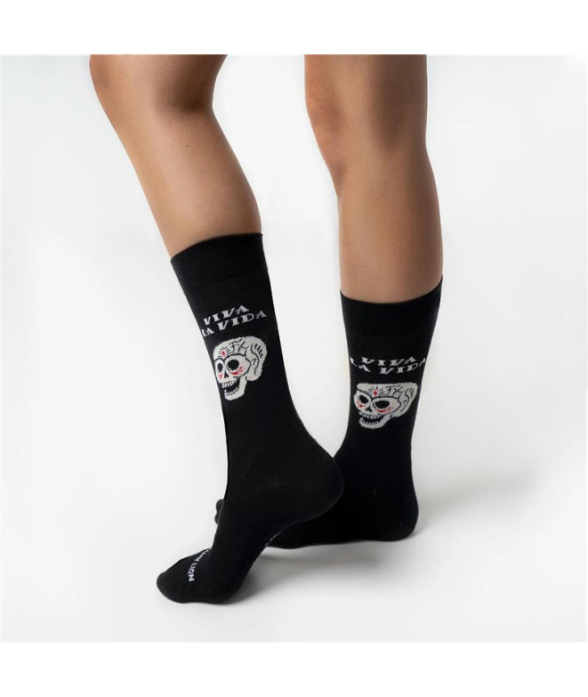 Chaussettes Jimmy Lion Frida Viva La Vida Noir