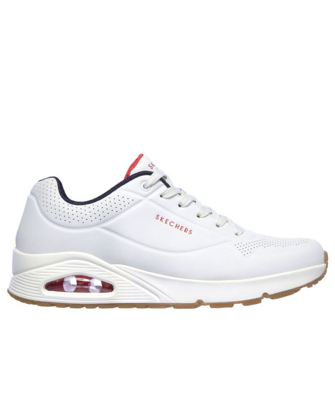 ChaussuresSkechers Uno - Stand On Air Homme Durabuck blanc/marine/bordures rouges