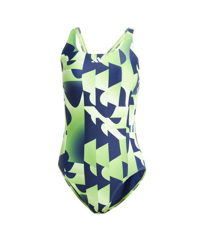Fato de banho de Natação adidas Seas Graphic 3-Stripes Mulher Verde/Azul