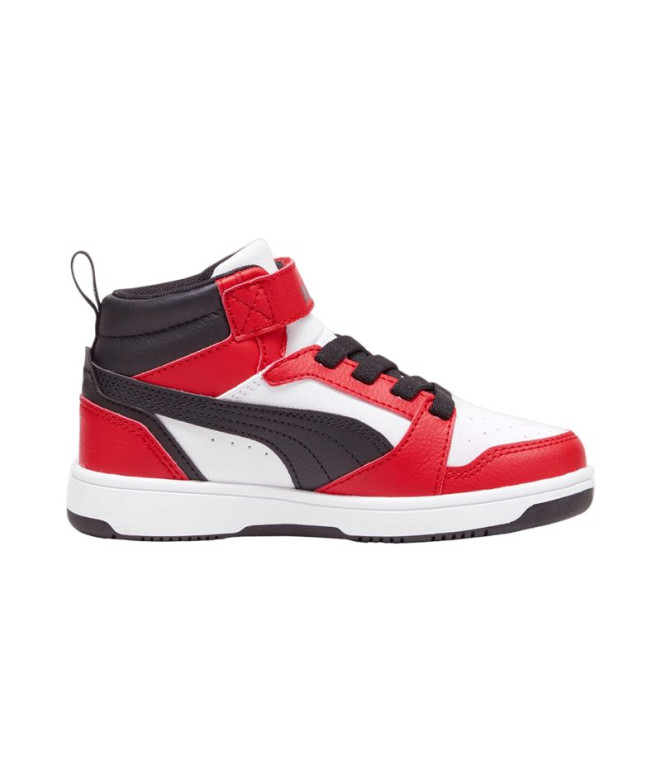 Sapatilhas Infantil puma Rebound V6 Mid Branco-Vermelho