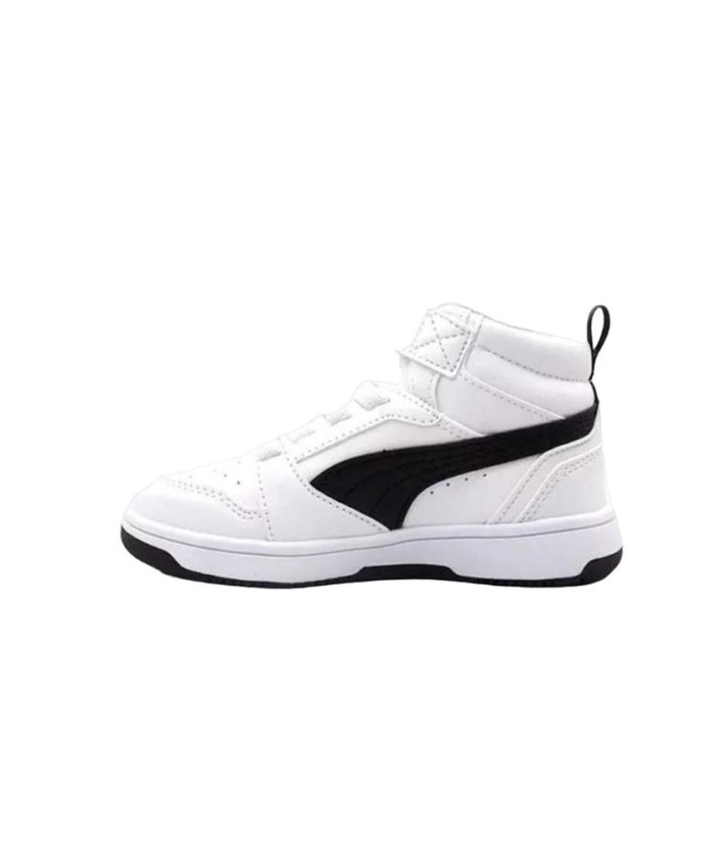 Chaussures Enfant puma Rebound V6 Mid Noir-Blanc