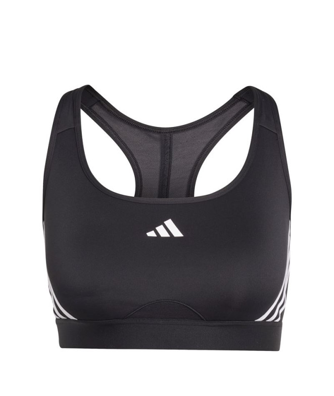 Sujetador Deportivo adidas Essentials Powereact Mid support 3Bandas Mujer Negro
