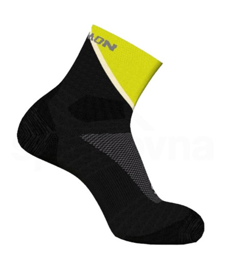 Meias Salomon Pulse Tornozeleira Preto/Amarelo