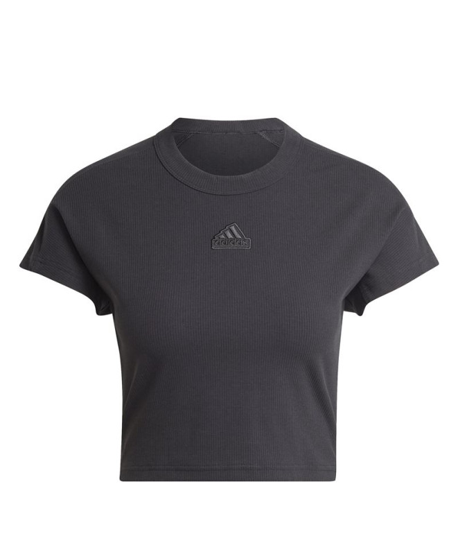 T-shirt adidas Lounge Ribbed Femme Noir