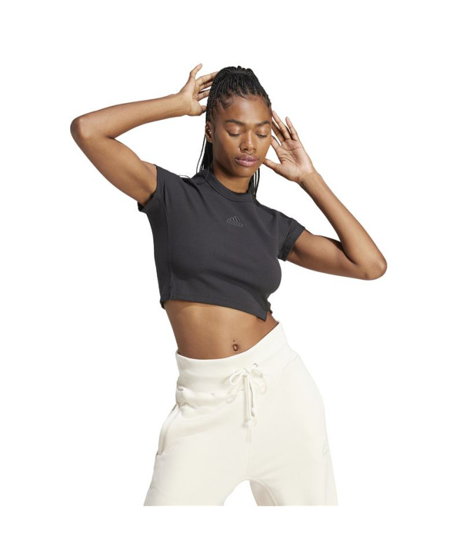T-shirt adidas Lounge Ribbed Femme Noir