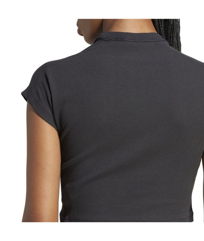 Camiseta adidas Lounge Ribbed Mulher Preto