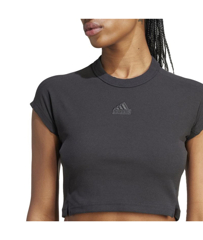 T-shirt adidas Lounge Ribbed Femme Noir