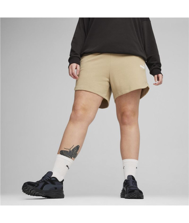 Pantalón Puma Essentials 5" High Waist Mujer Beige