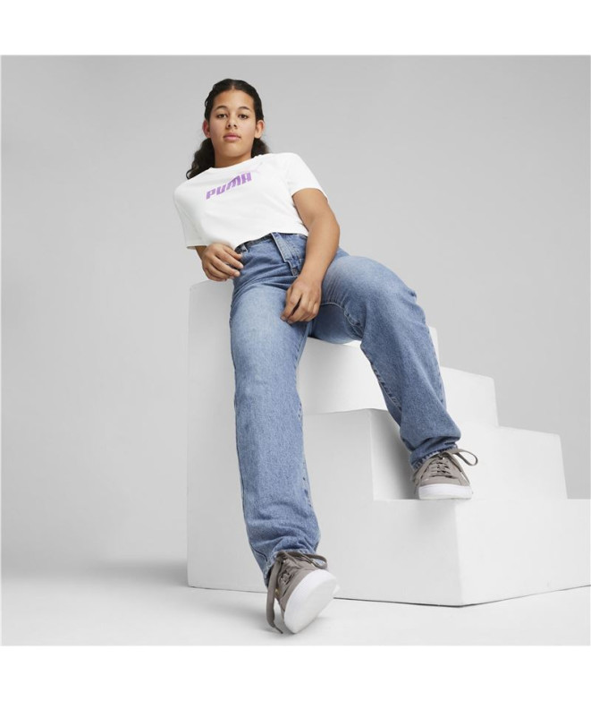 Camiseta Infantil Puma Girls Cropped Branco
