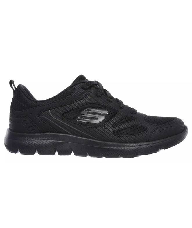 Zapatillas Skechers Summits-Suited Mujer Black Leather/ Mesh/ Duraleather Trim