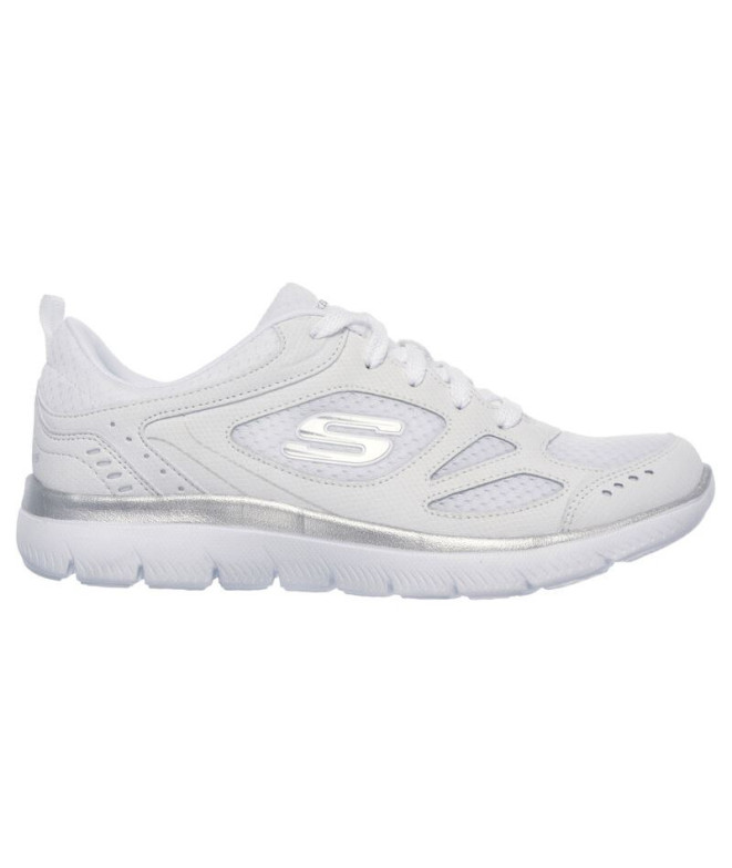 Chaussures Skechers Summits-Suited Femme Blanc / Mesh/ Silver Trim