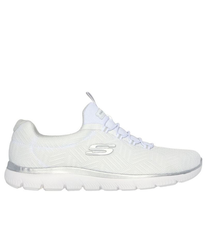 Chaussures Skechers Summits-Artistry Chi Femme Maille blanche/bordure argentée et grise