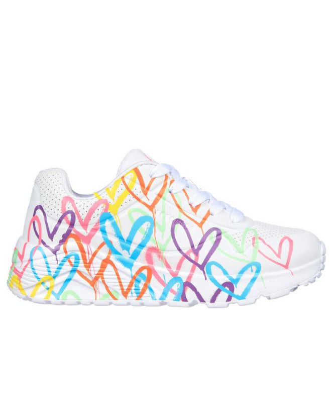 Zapatillas Skechers Uno Lite - Spread Th Niña White Synthetic/Neon Multi Trim