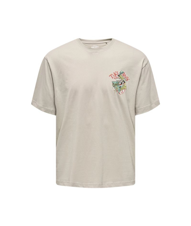 T-shirt Only & Sons Onsdisney Life Rlx Beige Homme