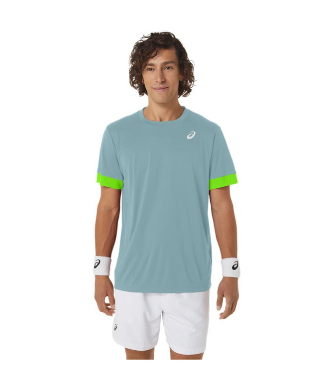 Camiseta de Tenis ASICS Court Ss Top Hombre Aguamarina/Lima