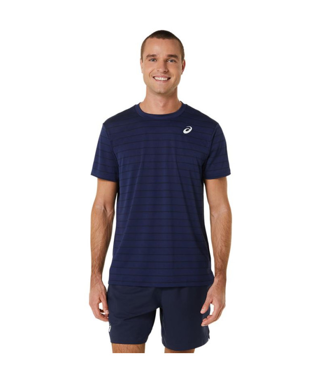Camiseta de Tenis ASICS Court Stripe Hombre Marino
