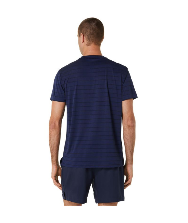Camiseta de Tenis ASICS Court Stripe Hombre Marino