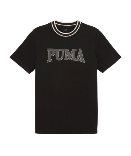 Camiseta Fitness Puma Hombre Negro Manga Corta Algodón