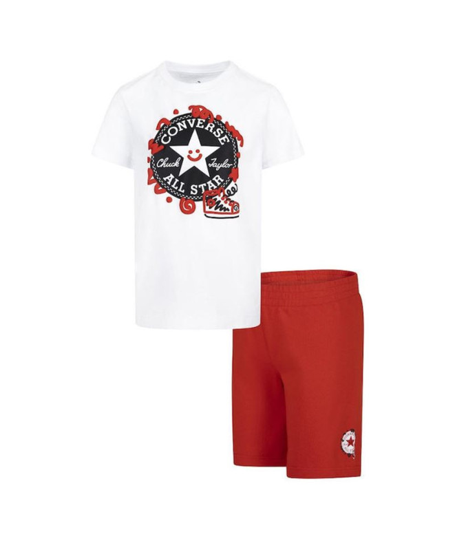 Conjunto Converse Squiggle S/Se+Ft Menino Branco/Vermelho