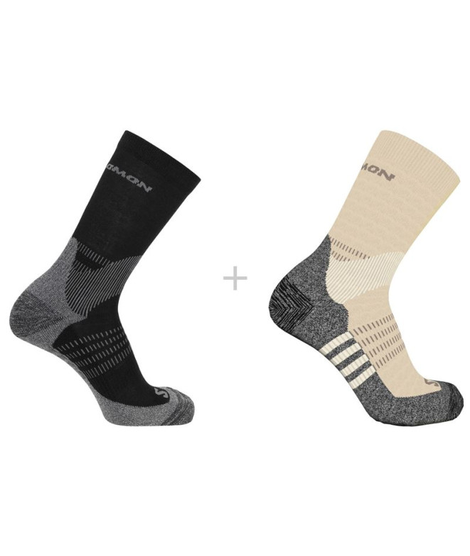 Chaussettes Salomon X Ultra Access Crew 2-Pack Noir Beige