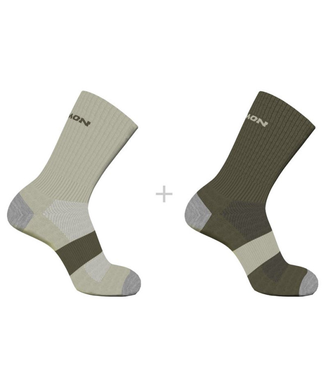 Chaussettes de Running Salomon Evasion Crew 2-Pack Dark Green