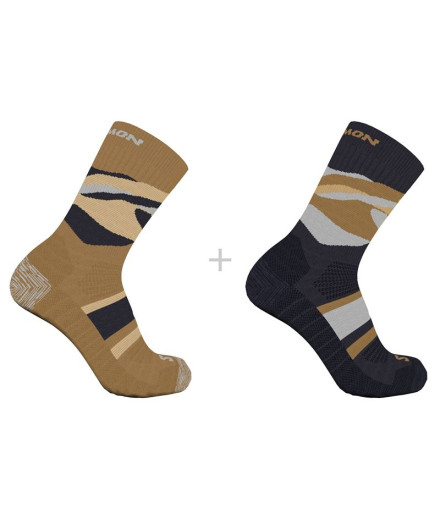 Meias by Running Salomon Out Alps Crew 2-Pack Charcoal Brown