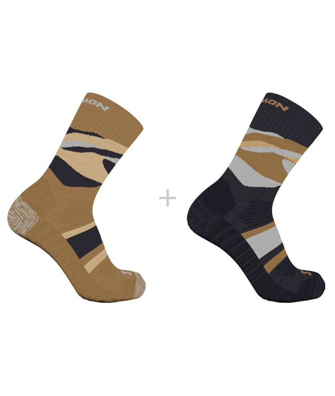 Chaussettes by Running Salomon Out Alps Crew 2-Pack Charcoal Brown