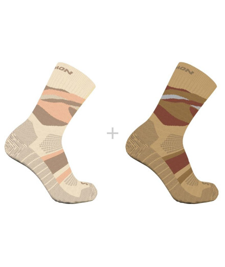Meias by Running Salomon Out Alps Crew 2-Pack Castanho Bege