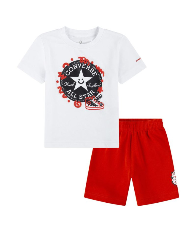 Conjunto Converse Squiggle S/Se+Ft Menino Branco/Vermelho