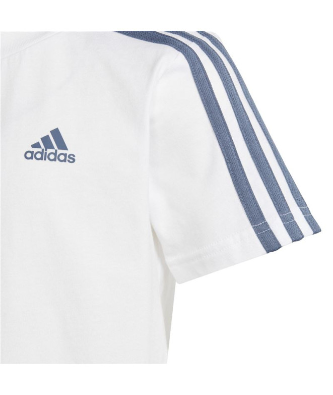 Conjunto adidas 3Bandas Infantil Blanco Azul
