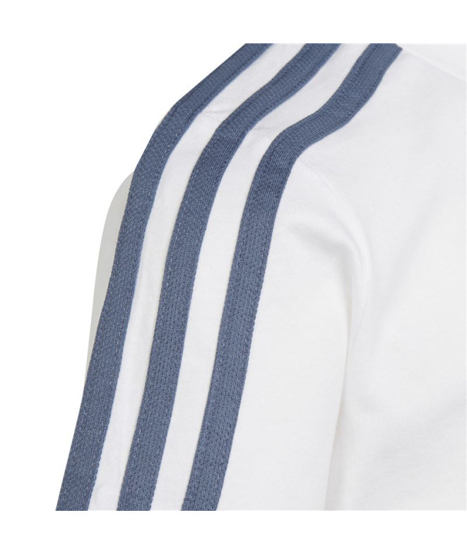 Conjunto adidas 3Bands Infantil Branco Azul