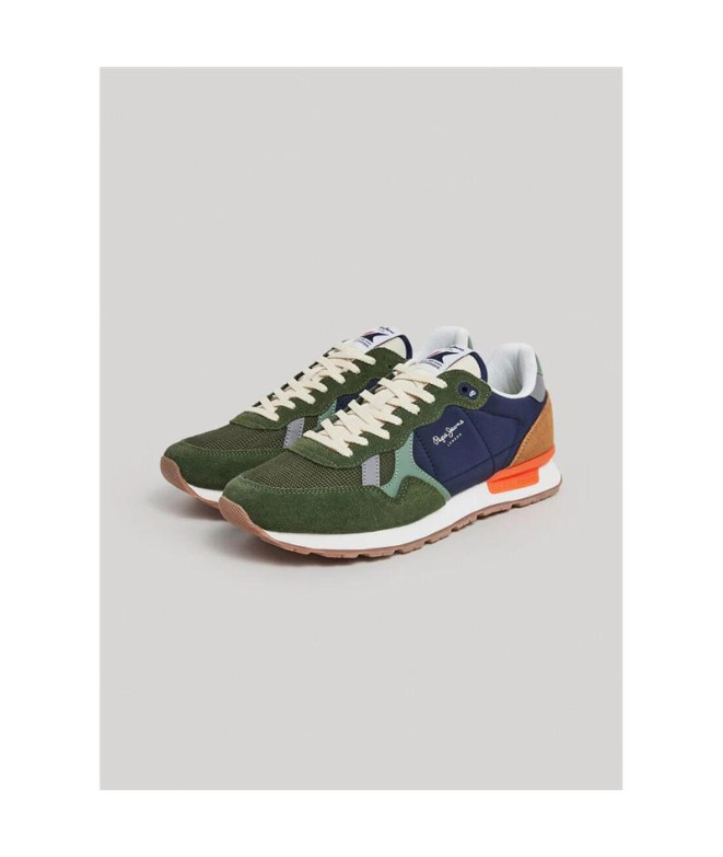 Zapatillas Pepe Jeans Brit Mix Hombre Verde Kaki