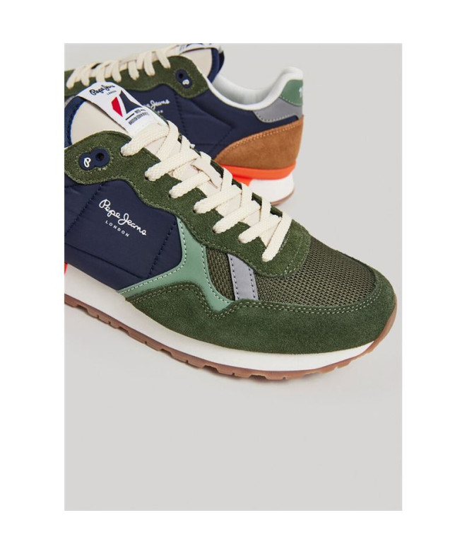 Chaussures Pepe Jeans Brit Mix Homme Vert Kaki