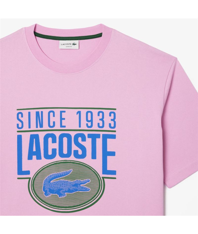 Camiseta Lacoste Colos Rolados Homem Rosa