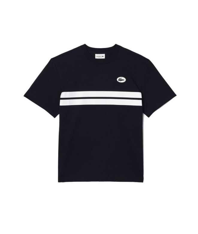 Camiseta Lacoste Cols Roules Homem Azul-marinho