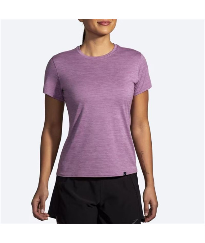 Camiseta de Running Brooks Luxe Mulher Htr Lila