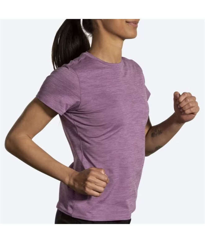 Camiseta de Running Brooks Luxe Mulher Htr Lila