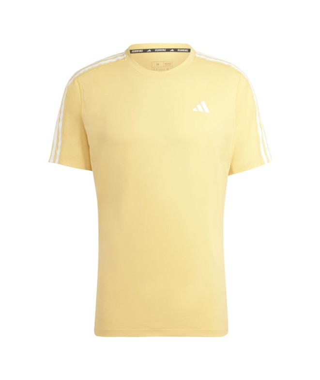 Camiseta de Running adidas Own The Run 3 Bandas Hombre Amarillo