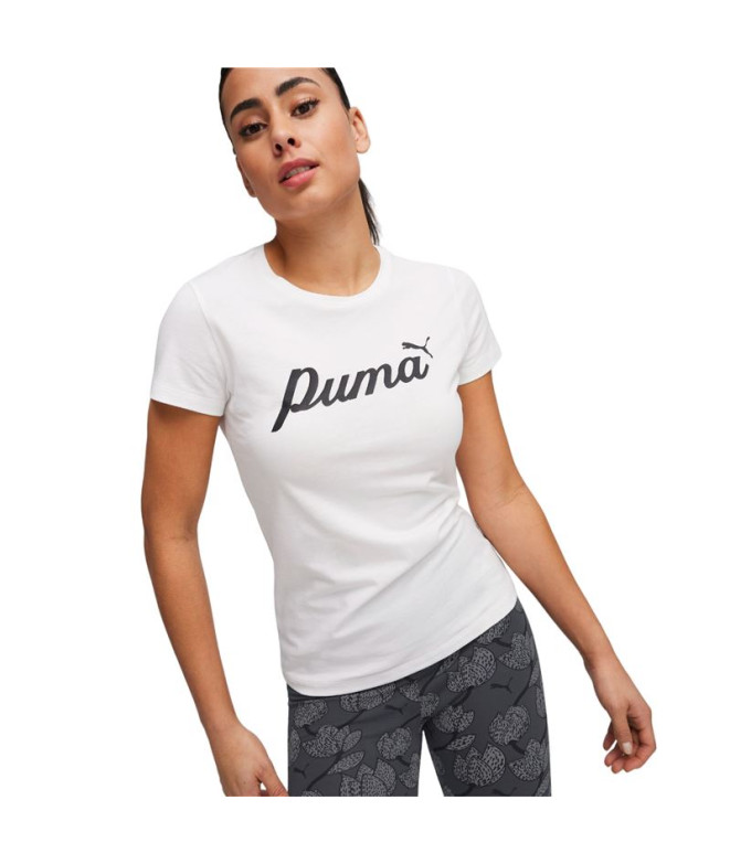 Camiseta Puma Essentials+ Script Branco Mulher