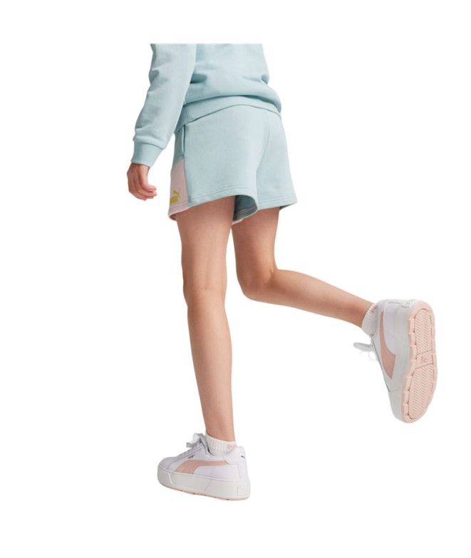 Pantalón Puma Power Colorblock Infantil Turquesa