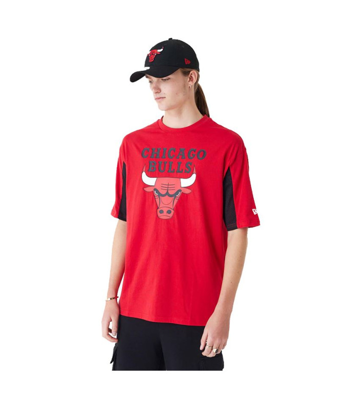 Camiseta New Era Nba Panel Oversized Chicago Bulls Rojo Hombre