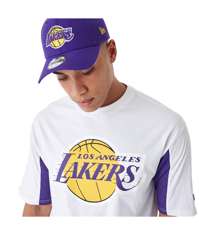 Camiseta New Era Nba Panel Oversized LA Lakers Blanco Hombre