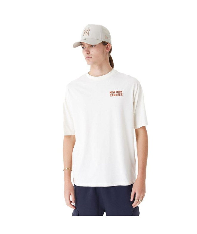 Camiseta New Era Mlb Wordmark Oversized New York Yankees Blanco Hombre