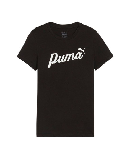 Camiseta Infantil Puma Essentials + Script Preto