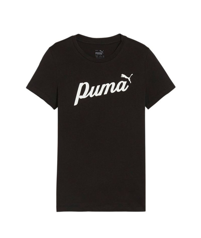 Camiseta Infantil Puma Essentials + Script Preto