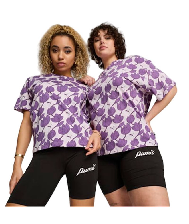 Camiseta Puma Essentials + Blossom AOP Mujer Lila