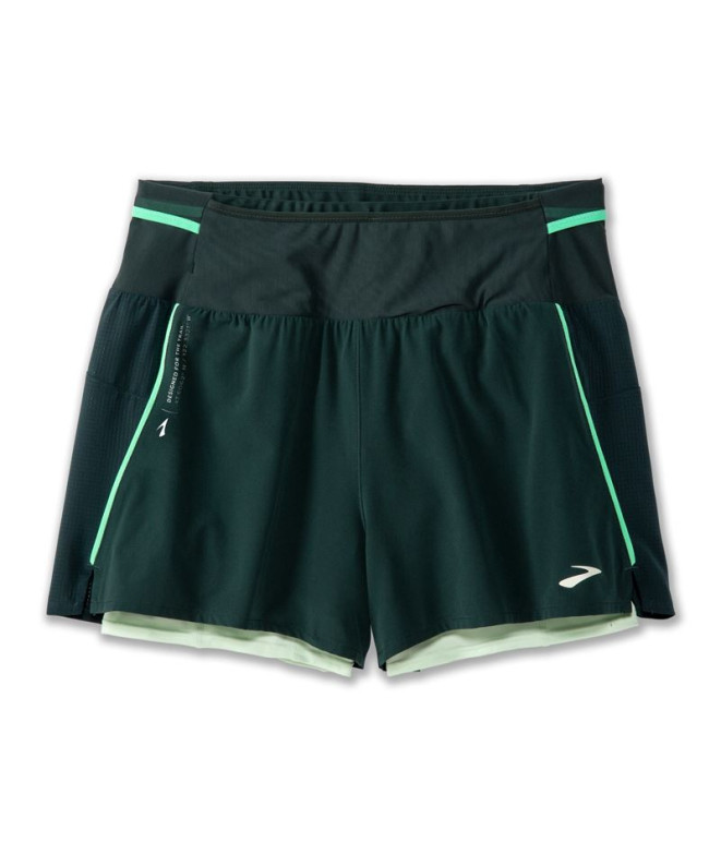 Pantalons de Running Brooks High Point 3" 2-en-1 2.0 Femme Vert